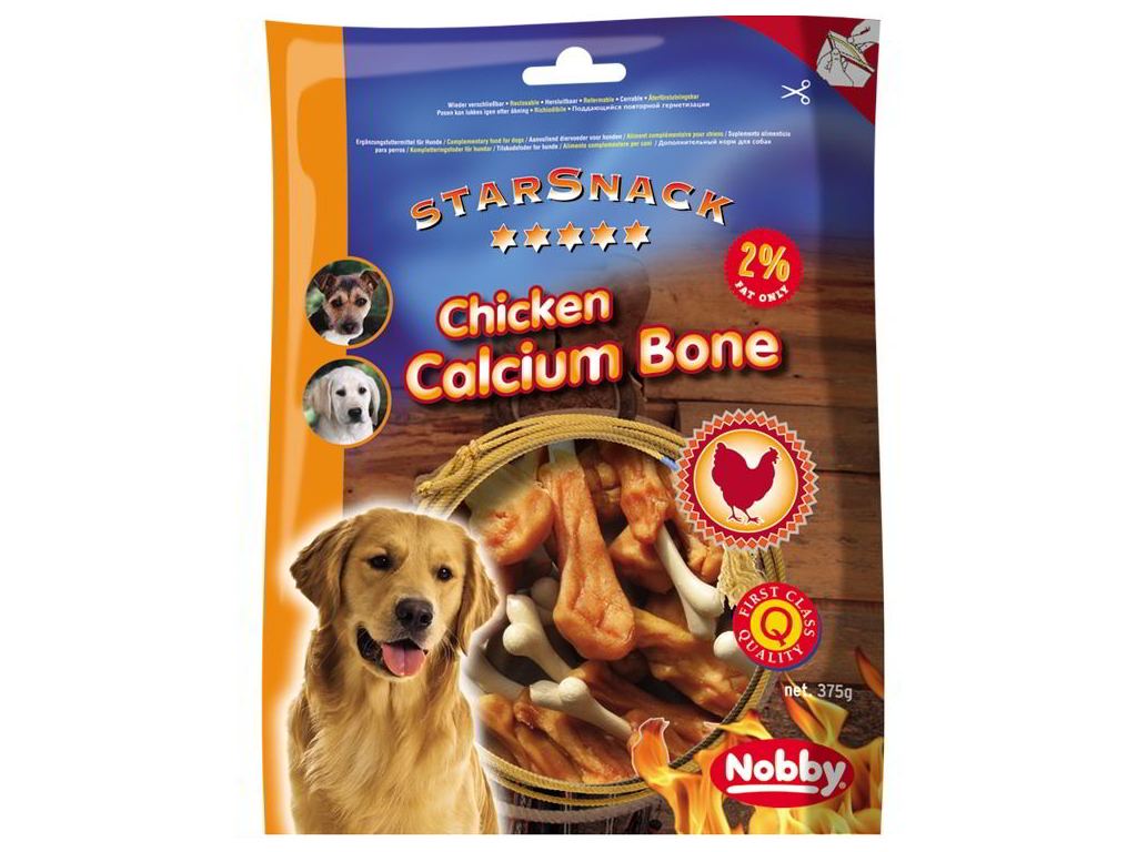 Nobby StarSnack Chicken Calcium Bone kalciová kost s kuřetem 375g z kategorie Chovatelské potřeby a krmiva pro psy > Pamlsky pro psy > Bílé kosti pro psy