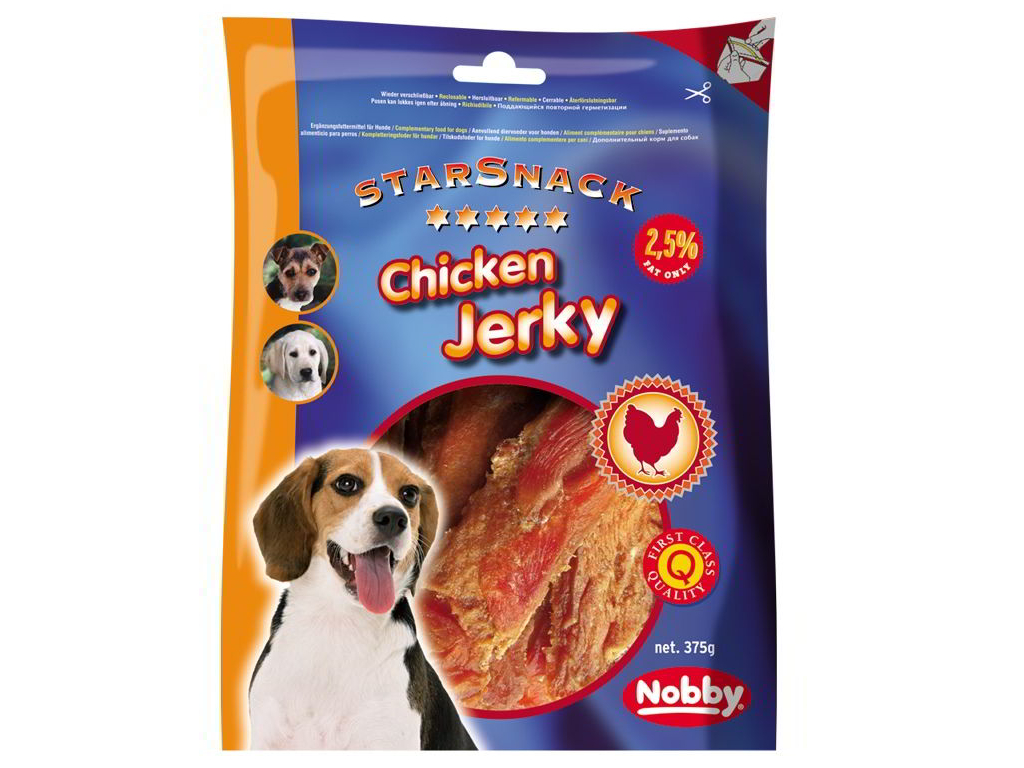 Nobby StarSnack Chicken Jerky pamlsky kuřecí plátky 375g z kategorie Chovatelské potřeby a krmiva pro psy > Pamlsky pro psy > Sušená masíčka pro psy