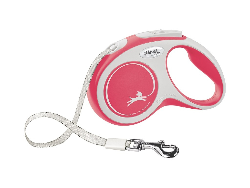 Flexi New Comfort S vodítko pásek 5m/15kg červená z kategorie Chovatelské potřeby a krmiva pro psy > Obojky, vodítka a postroje pro psy > Vodítka pro psy > Samonavíjecí vodítka pro psy