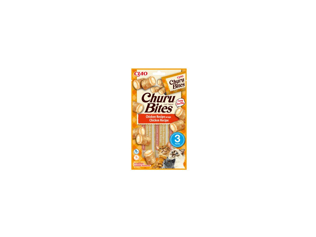Churu Cat Bites Chicken wraps&Chicken Purée 3x10g z kategorie Chovatelské potřeby a krmiva pro kočky > Krmivo a pamlsky pro kočky > Pamlsky pro kočky