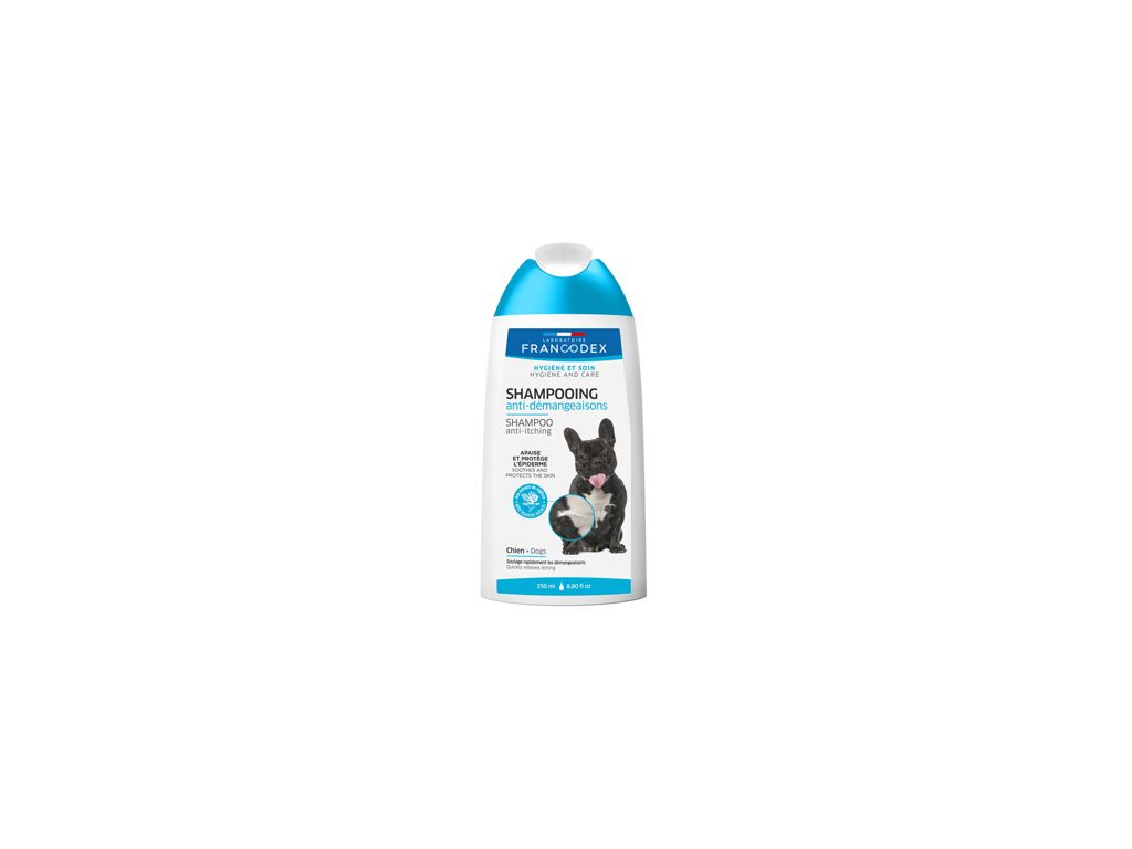 Francodex šampon proti svědění pro psa 250ml z kategorie Chovatelské potřeby a krmiva pro psy > Hygiena a kosmetika psa > Šampóny a spreje pro psy