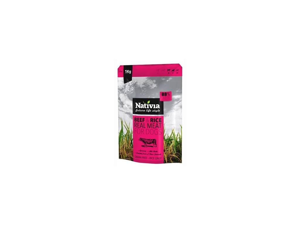 Nativia Real Meat Beef&Rice 1kg z kategorie Chovatelské potřeby a krmiva pro psy > Krmiva pro psy > Granule pro psy