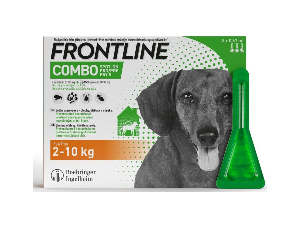 FRONTLINE COMBO spot-on pro psy S (2-10kg)-3x0,67ml z kategorie Chovatelské potřeby a krmiva pro psy > Antiparazitika pro psy > Pipety (Spot On) pro psy