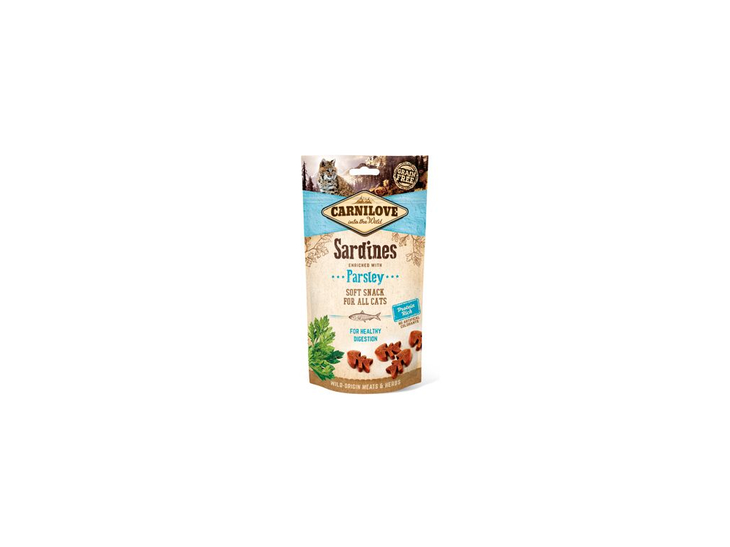 Carnilove Cat Semi Moist Snack Sardine with Parsley 50g z kategorie Chovatelské potřeby a krmiva pro kočky > Krmivo a pamlsky pro kočky > Pamlsky pro kočky