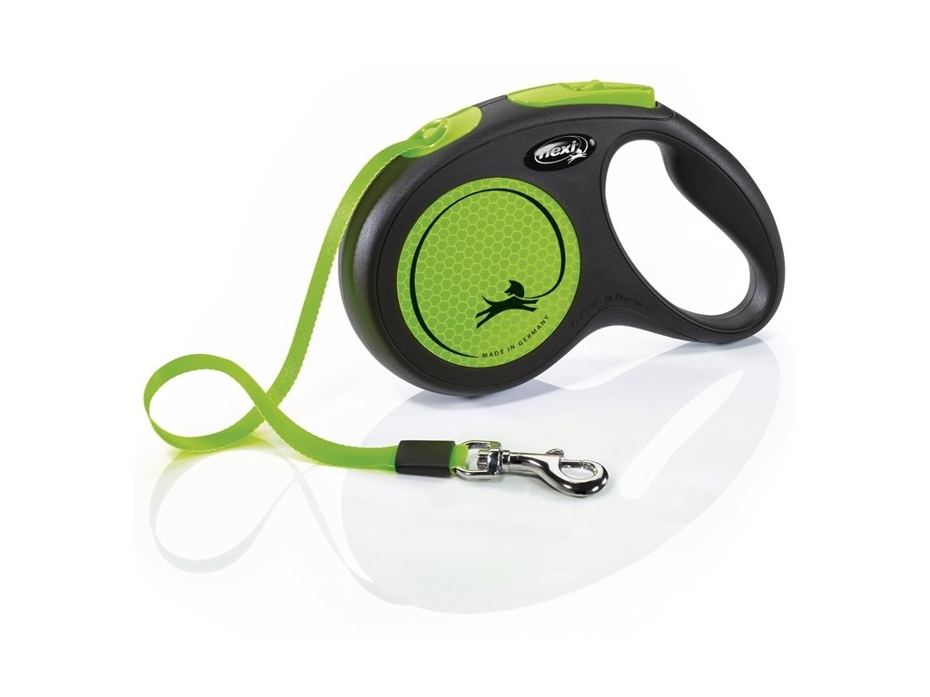 Flexi NEW NEON páskové vodítko M zelená 5m do 25kg z kategorie Chovatelské potřeby a krmiva pro psy > Obojky, vodítka a postroje pro psy > Vodítka pro psy > Samonavíjecí vodítka pro psy