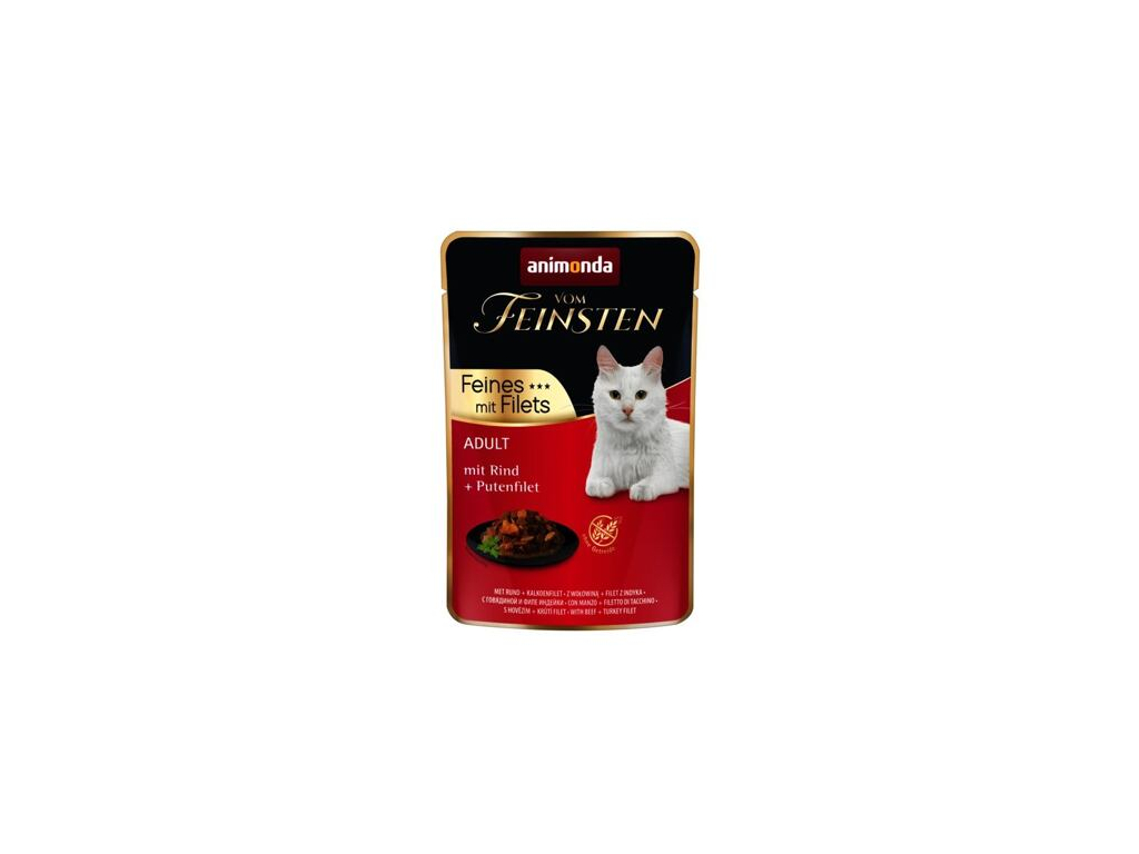 Animonda Vom Feinsten Adult hovězí a krůtí filet kapsička pro kočky 85g z kategorie Chovatelské potřeby a krmiva pro kočky > Krmivo a pamlsky pro kočky > Kapsičky pro kočky