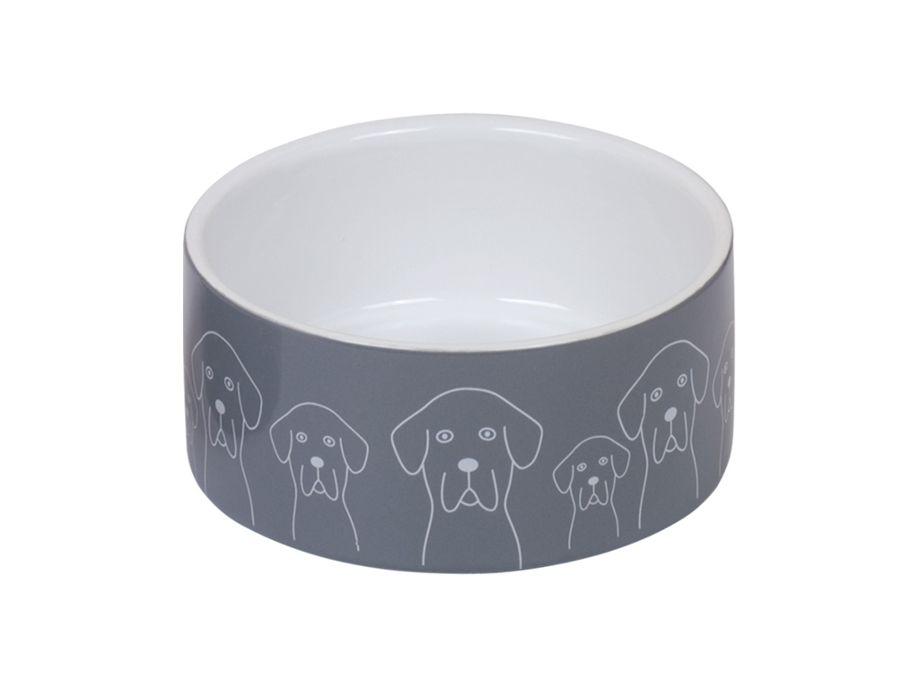 Nobby keramická miska DOGS šedo-bílá 15,0 x 6,0 cm / 0,55 l z kategorie Chovatelské potřeby a krmiva pro psy > Misky a dávkovače pro psy > keramické misky pro psy