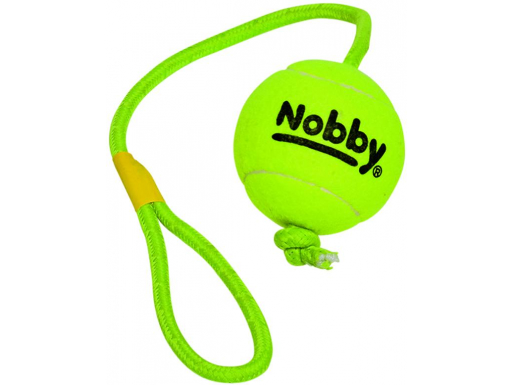 Nobby hračka tenisový míček XL 9cm s lanem 70cm z kategorie Chovatelské potřeby a krmiva pro psy > Hračky pro psy > Tenisové hračky pro psy