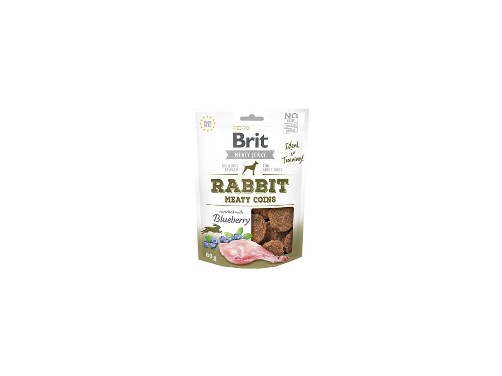 Brit pamlsky Jerky Rabbit Meaty Coins 80 g z kategorie Chovatelské potřeby a krmiva pro psy > Pamlsky pro psy > Sušená masíčka pro psy