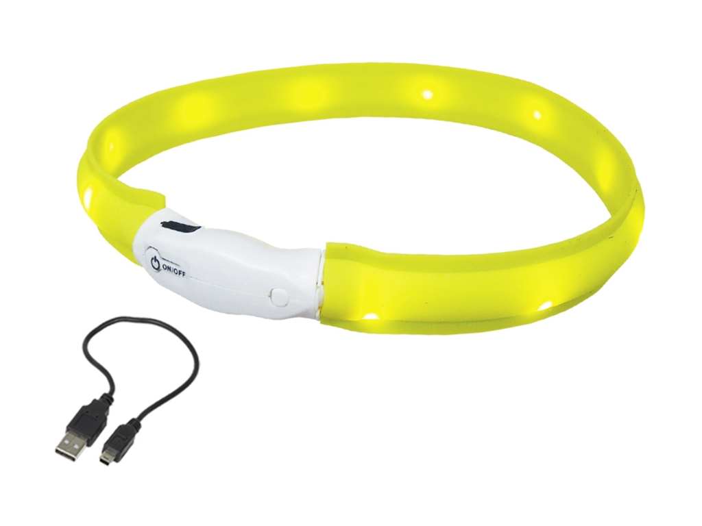 Nobby LED plochý svítící obojek pro psy žlutý M 55cm z kategorie Chovatelské potřeby a krmiva pro psy > Obojky, vodítka a postroje pro psy > Obojky pro psy