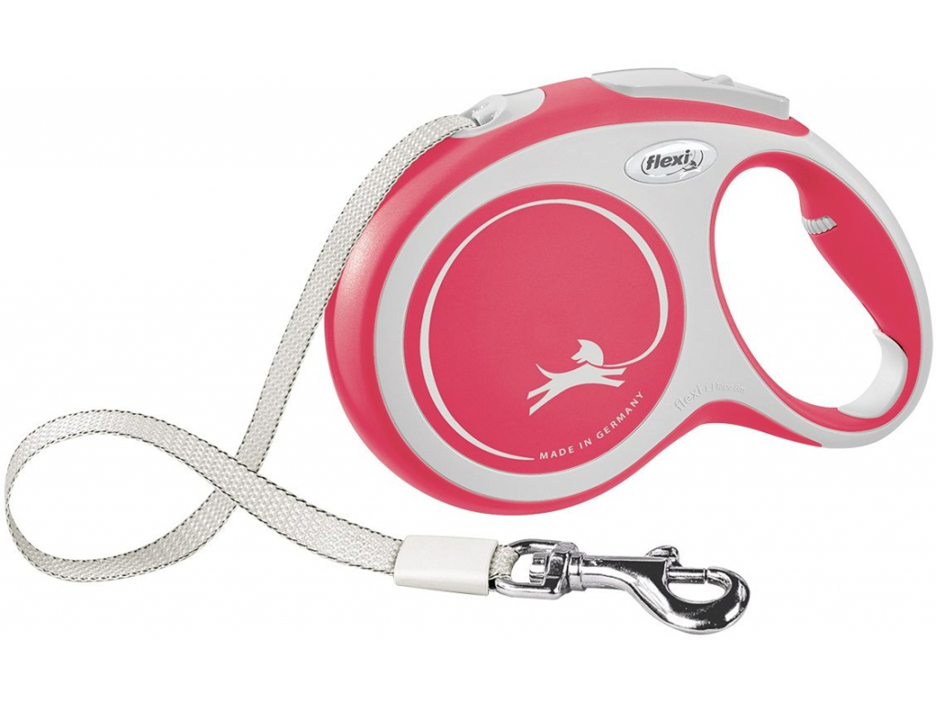 Flexi New Comfort L vodítko pásek 8m/50kg červená z kategorie Chovatelské potřeby a krmiva pro psy > Obojky, vodítka a postroje pro psy > Vodítka pro psy > Samonavíjecí vodítka pro psy