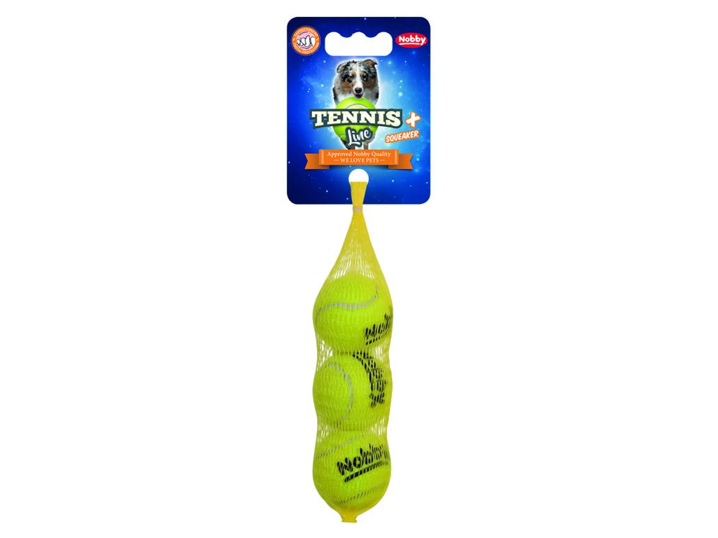 Nobby hračka tenisový míček XS pískátko 4,5 cm 3ks z kategorie Chovatelské potřeby a krmiva pro psy > Hračky pro psy > Tenisové hračky pro psy