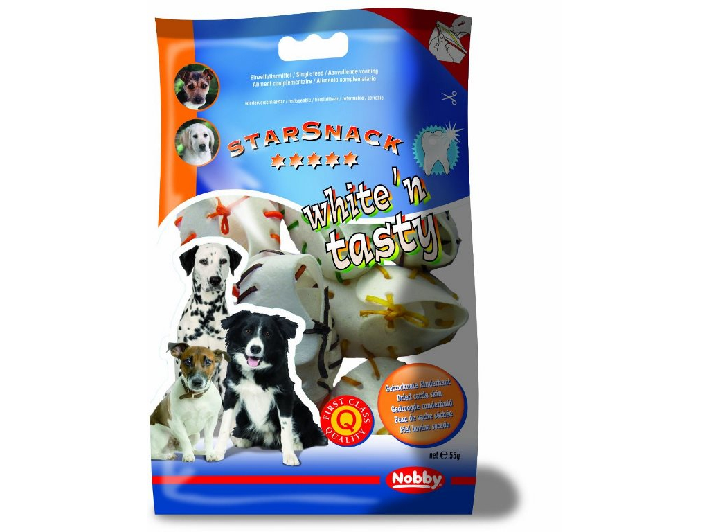 Nobby StarSnack White'n Tasty pamlsek botičky 7,5cm 5ks z kategorie Chovatelské potřeby a krmiva pro psy > Pamlsky pro psy > Bílé kosti pro psy