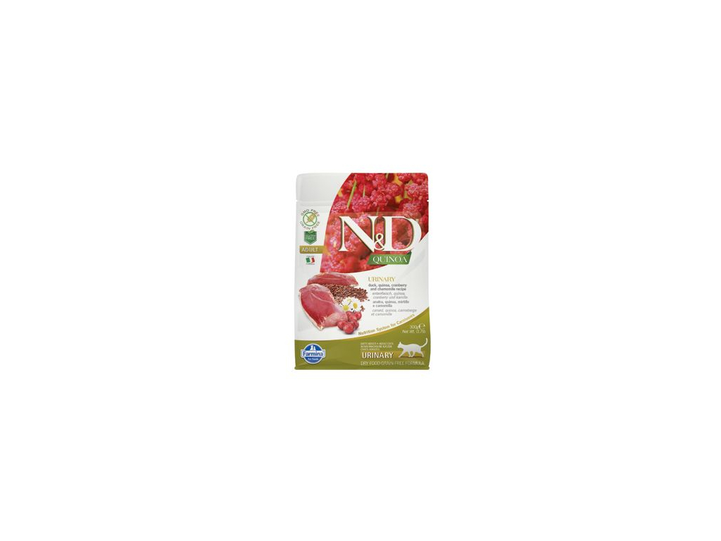 N&D GF Quinoa CAT Urinary Duck & Cranberry 300g z kategorie Chovatelské potřeby a krmiva pro kočky > Krmivo a pamlsky pro kočky > Granule pro kočky