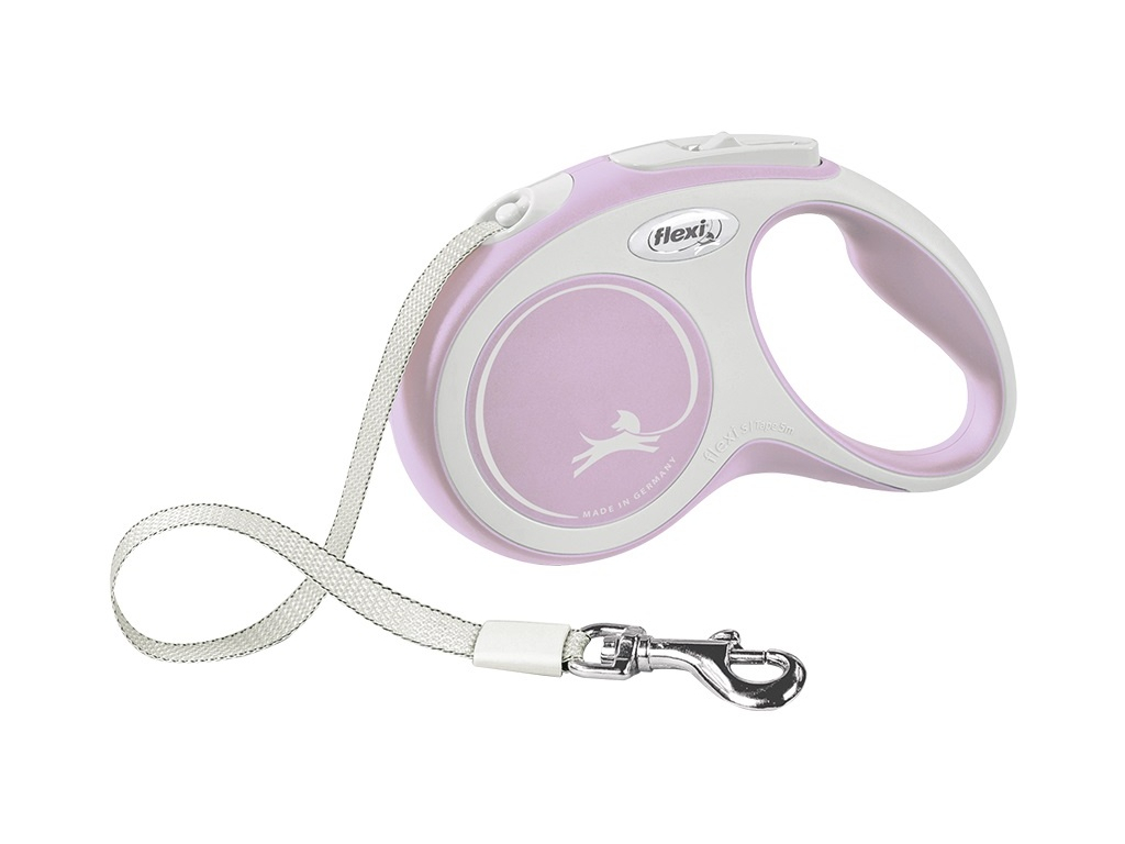 Flexi New Comfort S vodítko pásek 5m/15kg růžová z kategorie Chovatelské potřeby a krmiva pro psy > Obojky, vodítka a postroje pro psy > Vodítka pro psy > Samonavíjecí vodítka pro psy