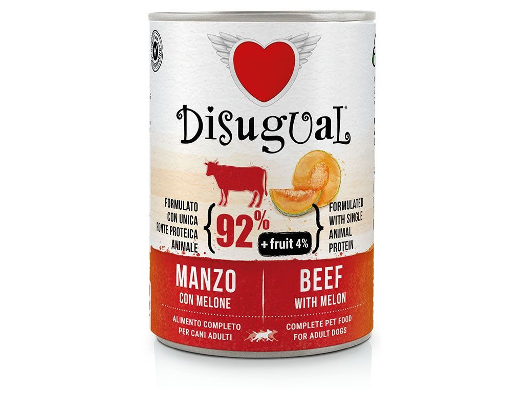 Disugual Fruit Dog Single Protein Hovězí s melounem konzerva 400g z kategorie Chovatelské potřeby a krmiva pro psy > Krmiva pro psy > Konzervy pro psy