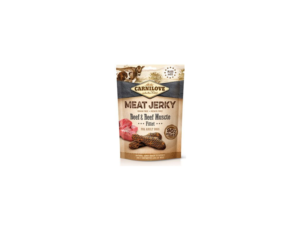 Carnilove Dog Jerky Beef with Beef Muscle Fillet 100g z kategorie Chovatelské potřeby a krmiva pro psy > Pamlsky pro psy > Sušená masíčka pro psy