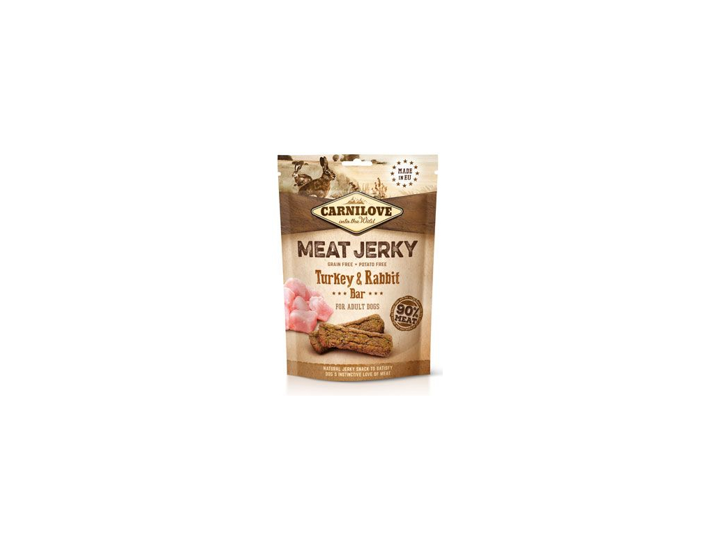 Carnilove Dog Jerky Rabbit & Turkey Bar 100g z kategorie Chovatelské potřeby a krmiva pro psy > Pamlsky pro psy > Sušená masíčka pro psy