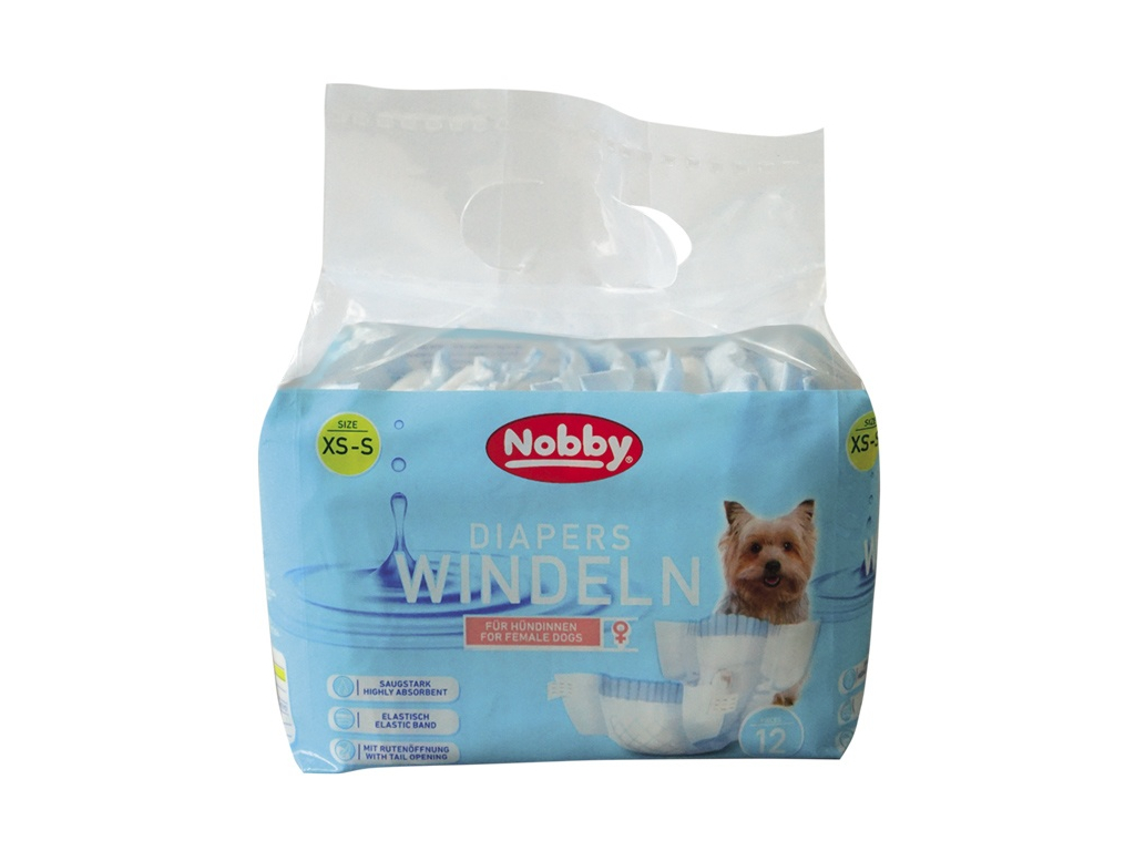 Nobby papírové pleny pro feny XS-S 20-28cm (12 ks) z kategorie Chovatelské potřeby a krmiva pro psy > Hygiena a kosmetika psa > Pleny pro psy