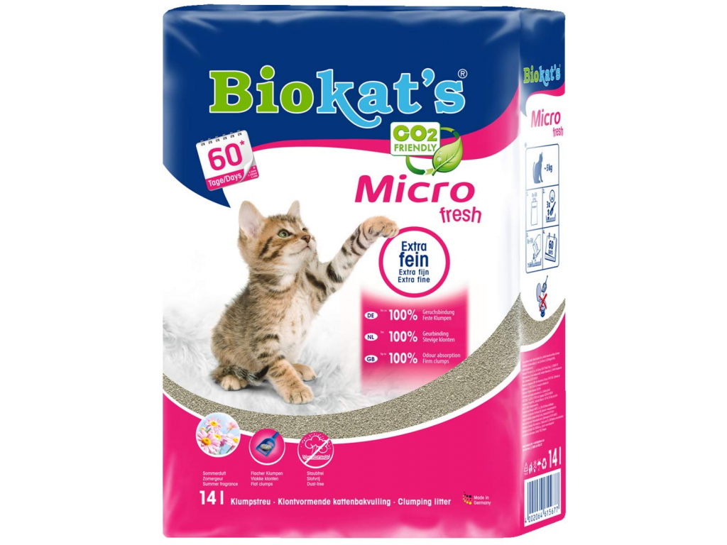 Biokat´s Micro Fresh kočkolit 14 l z kategorie Chovatelské potřeby a krmiva pro kočky > Toalety, steliva pro kočky > Steliva kočkolity pro kočky