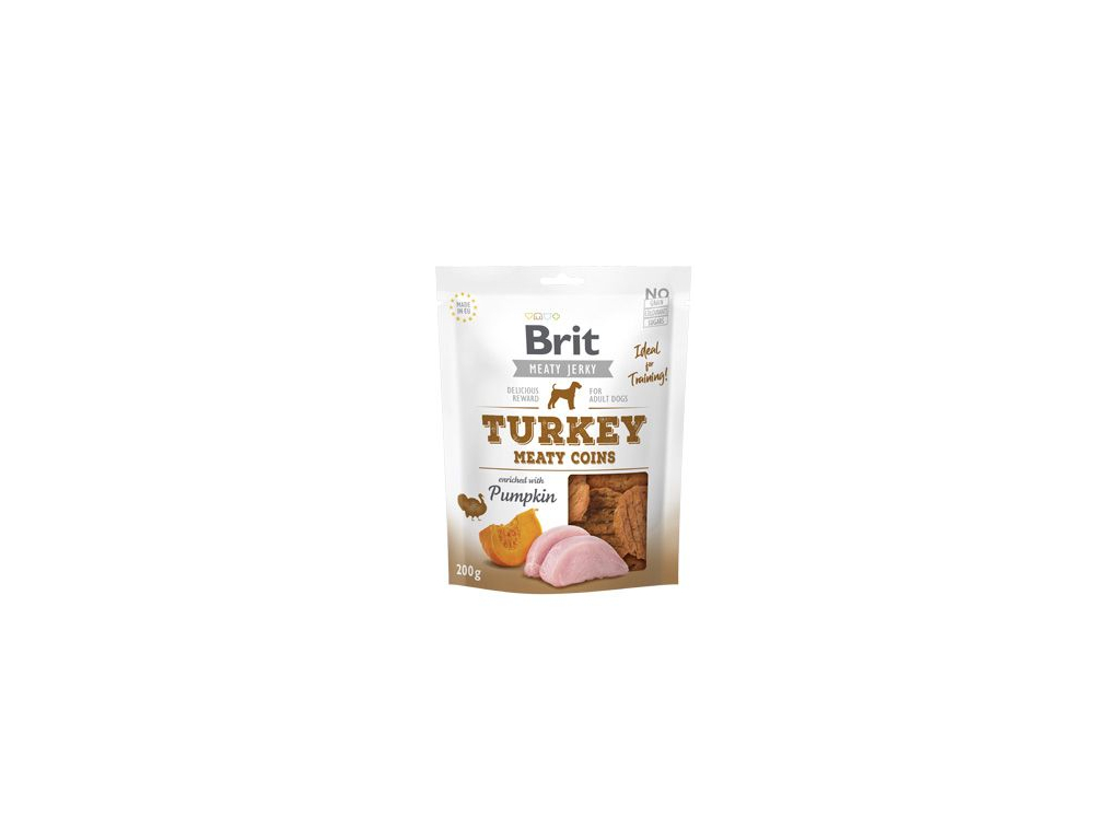 Brit pamlsky Jerky Turkey Meaty Coins 200 g z kategorie Chovatelské potřeby a krmiva pro psy > Pamlsky pro psy > Sušená masíčka pro psy