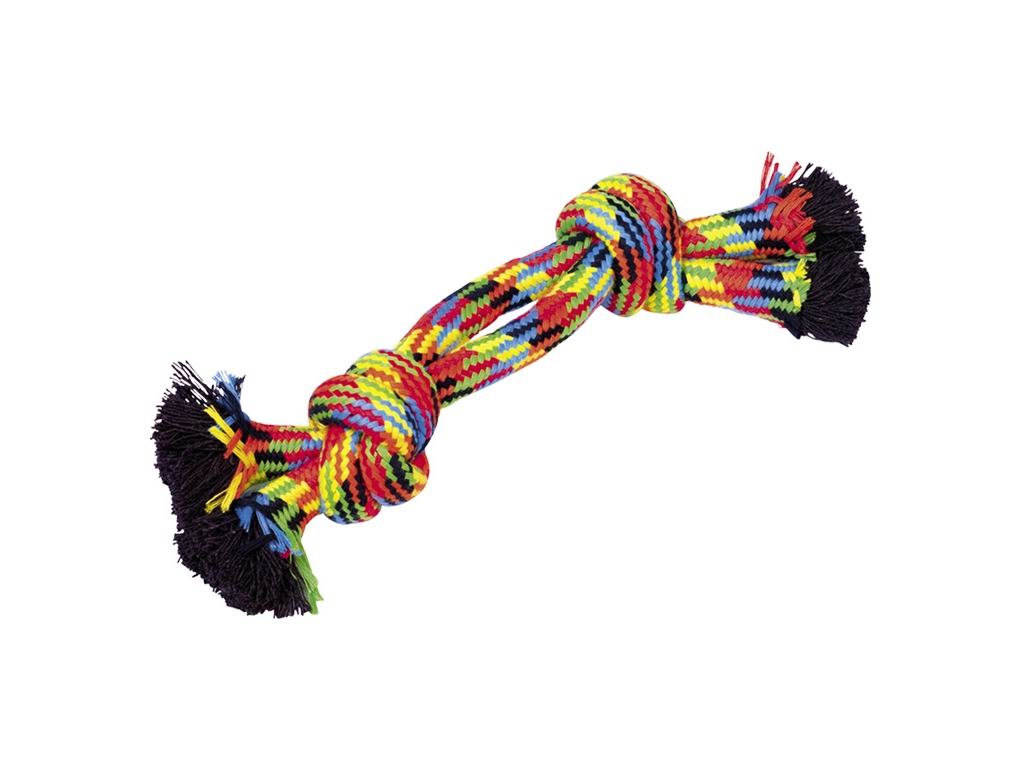 Nobby hračka pro psy lano barevné 2x uzel 350g 30cm z kategorie Chovatelské potřeby a krmiva pro psy > Hračky pro psy > Lanové hračky pro psy