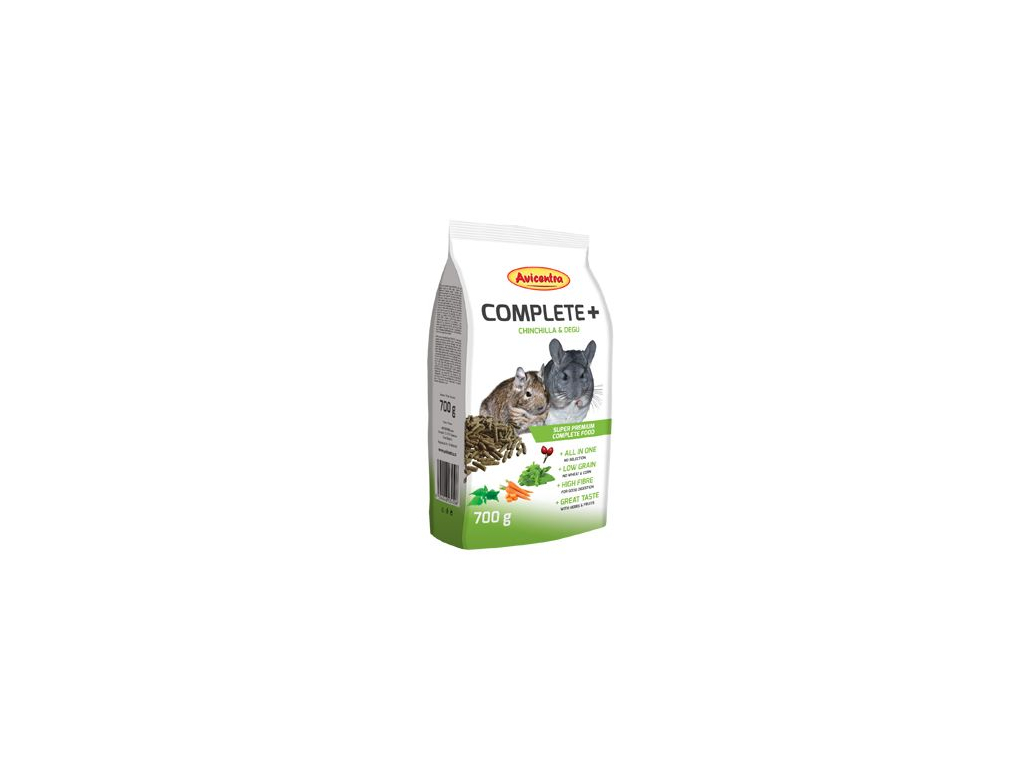 Avicentra COMPLETE+ činčila, osmák 700g z kategorie Chovatelské potřeby a krmiva pro hlodavce a malá zvířata > Krmiva pro hlodavce a malá zvířata