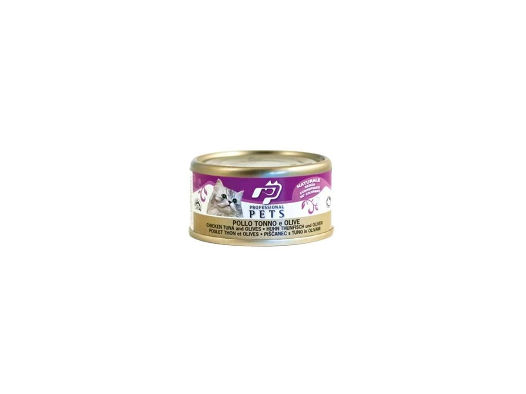 Professional Pets Naturale Cat konzerva kuře, tuňák a olivy 70g z kategorie Chovatelské potřeby a krmiva pro kočky > Krmivo a pamlsky pro kočky > Konzervy pro kočky