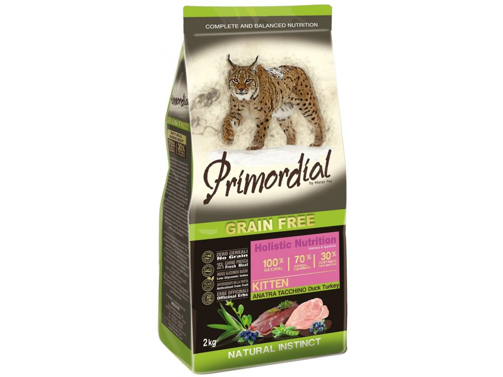 Primordial GF Kitten Adult Duck Turkey 2 kg z kategorie Chovatelské potřeby a krmiva pro kočky > Krmivo a pamlsky pro kočky > Granule pro kočky