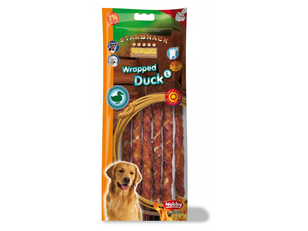 Nobby StarSnack Barbecue Wrapped Duck Large 25cm 128g z kategorie Chovatelské potřeby a krmiva pro psy > Pamlsky pro psy > Žvýkací pamlsky pro psy