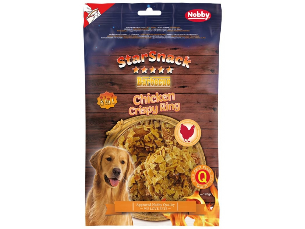 Nobby StarSnack BBQ pamlsky Kuřecí křupavé donuty 120g z kategorie Chovatelské potřeby a krmiva pro psy > Pamlsky pro psy > Sušená masíčka pro psy