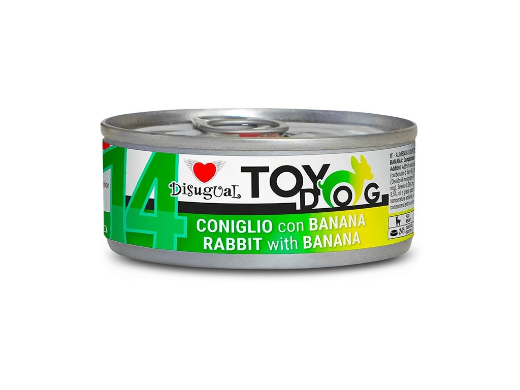 Disugual TOYDOG 14 Single Protein konzerva králík s banánem 85g z kategorie Chovatelské potřeby a krmiva pro psy > Krmiva pro psy > Konzervy pro psy