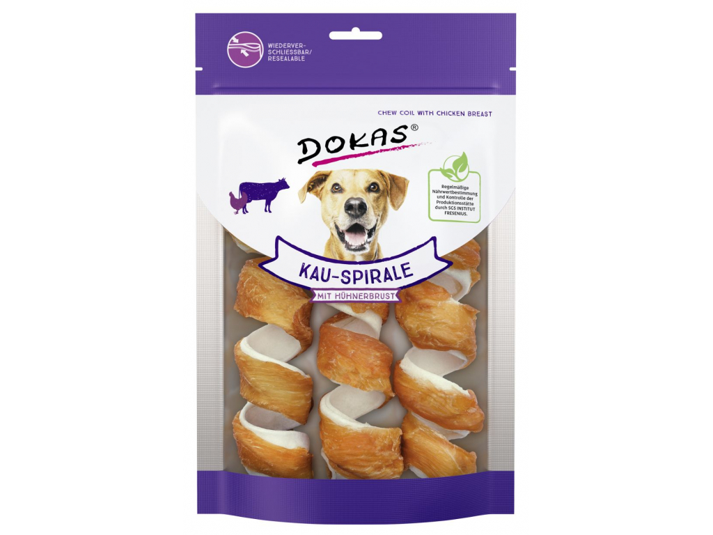 Dokas Spirály z hovězí kůže obalené kuřecím masem pochoutka pro psy 3ks z kategorie Chovatelské potřeby a krmiva pro psy > Pamlsky pro psy > Žvýkací pamlsky pro psy