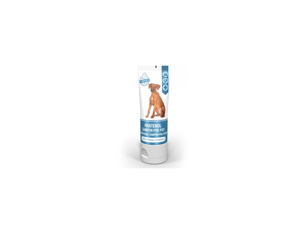 Pantenol šampon pro psy TOPVET 200ml z kategorie Chovatelské potřeby a krmiva pro psy > Hygiena a kosmetika psa > Šampóny a spreje pro psy