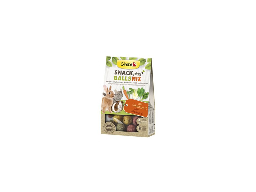 Gimbi Snack Plus kuličky MIX 50g z kategorie Chovatelské potřeby a krmiva pro hlodavce a malá zvířata > Pamlsky pro hlodavce