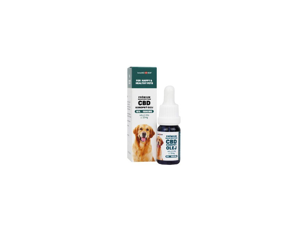 CBD olej pro velké psy 15%, 10ml z kategorie Chovatelské potřeby a krmiva pro psy > Vitamíny a léčiva pro psy > Konopné a CBD produkty pro psy