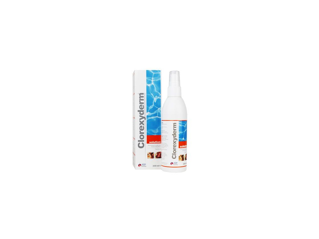 ICF Clorexyderm roztok ICF 200ml z kategorie Chovatelské potřeby a krmiva pro psy > Vitamíny a léčiva pro psy > Akutní ošetření psa