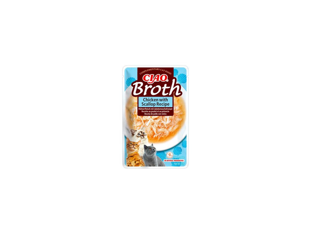 Churu Cat CIAO Broth Chicken with Scallop Recipe 40g z kategorie Chovatelské potřeby a krmiva pro kočky > Krmivo a pamlsky pro kočky > Pamlsky pro kočky