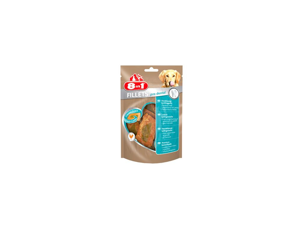 Pochoutka 8in1 Fillets pro dental S 80g (svěží dech) z kategorie Chovatelské potřeby a krmiva pro psy > Pamlsky pro psy > Dentální pamlsky pro psy