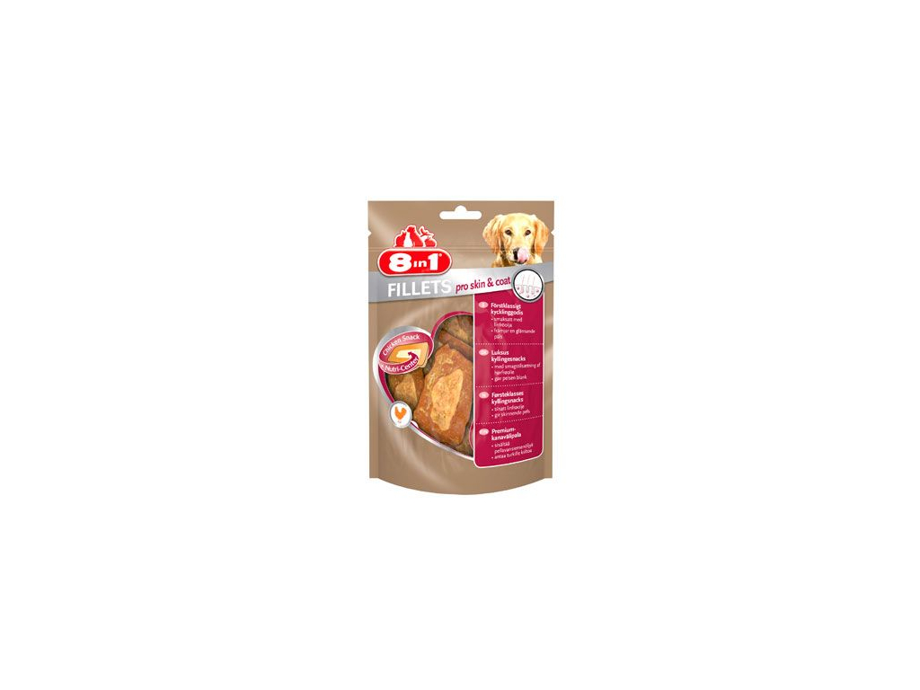 Pochoutka 8in1 Fillets pro skin&coat S 80g z kategorie Chovatelské potřeby a krmiva pro psy > Pamlsky pro psy > Dentální pamlsky pro psy
