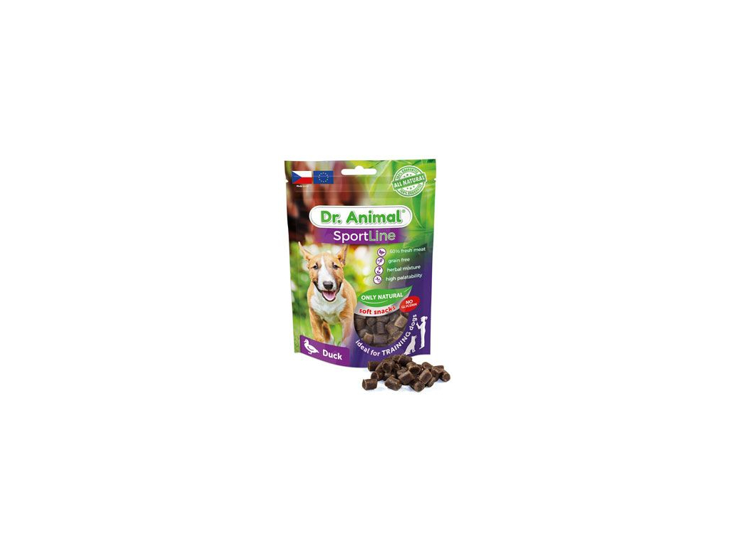 Noviko pochoutka Dr. Animal Sportline kachna 100g z kategorie Chovatelské potřeby a krmiva pro psy > Pamlsky pro psy > Poloměkké pamlsky pro psy