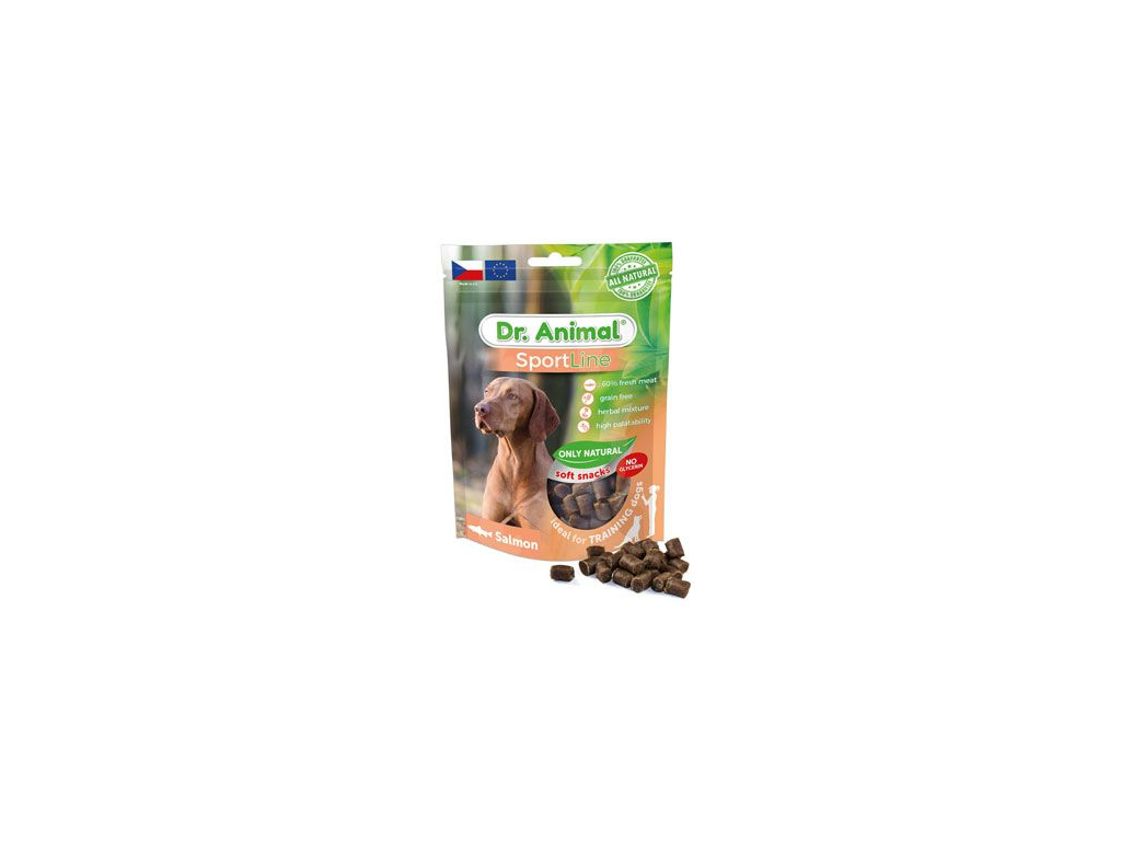Noviko pochoutka Dr. Animal Sportline losos 100g z kategorie Chovatelské potřeby a krmiva pro psy > Pamlsky pro psy > Poloměkké pamlsky pro psy