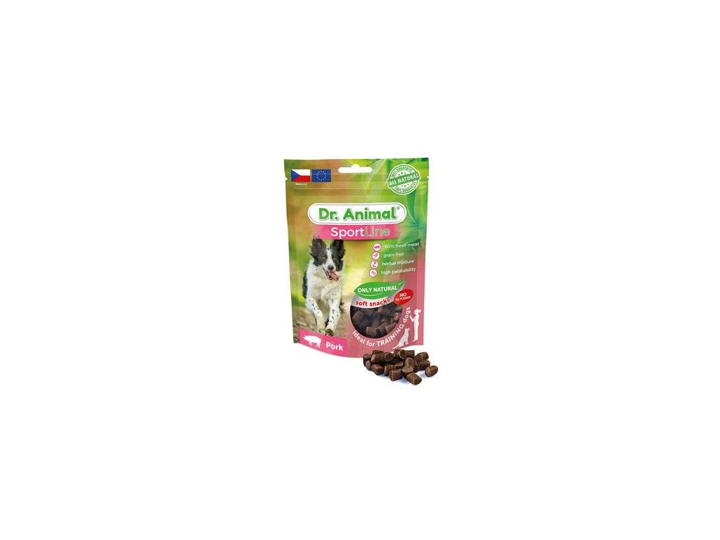 Noviko pochoutka Dr. Animal Sportline vepřové 100g z kategorie Chovatelské potřeby a krmiva pro psy > Pamlsky pro psy > Poloměkké pamlsky pro psy