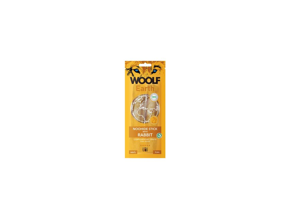 Woolf pochoutka Earth NOOHIDE L Sticks with Rabbit 85g z kategorie Chovatelské potřeby a krmiva pro psy > Pamlsky pro psy > Pamlsky z přírodní želatiny pro psy