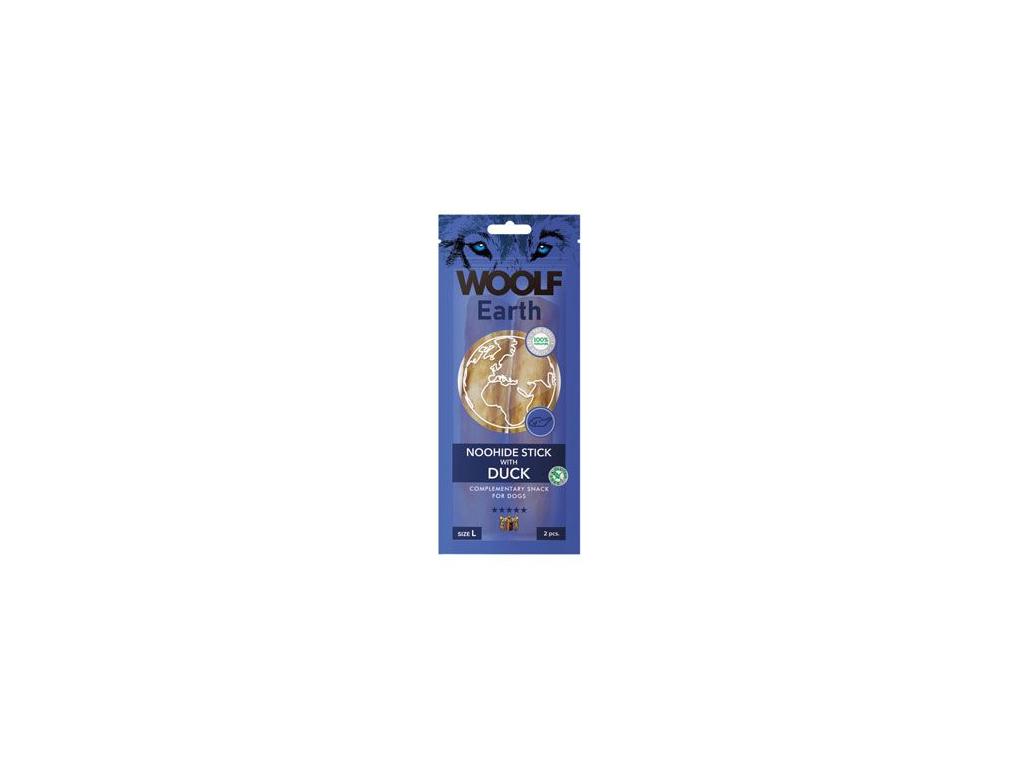 Woolf pochoutka Earth NOOHIDE L Sticks with Duck 85g z kategorie Chovatelské potřeby a krmiva pro psy > Pamlsky pro psy > Pamlsky z přírodní želatiny pro psy