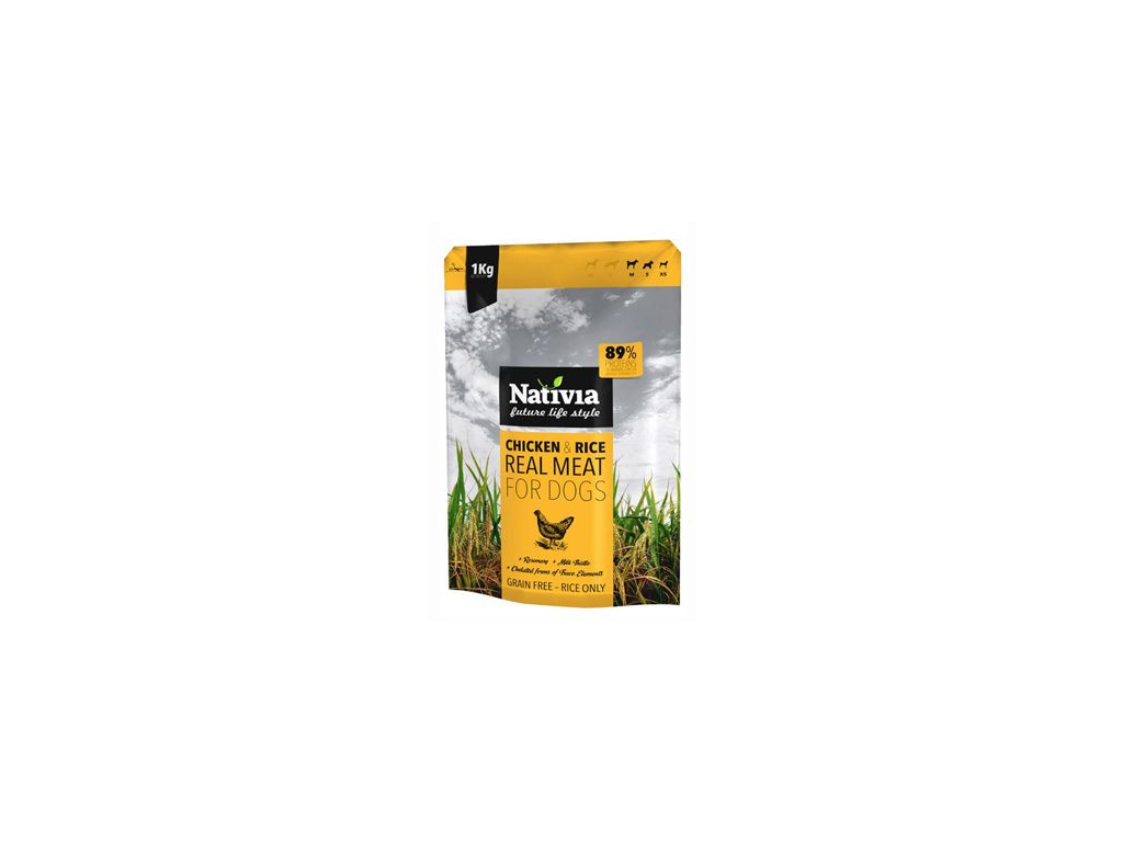 Nativia Real Meat Chicken&Rice 1kg z kategorie Chovatelské potřeby a krmiva pro psy > Krmiva pro psy > Granule pro psy
