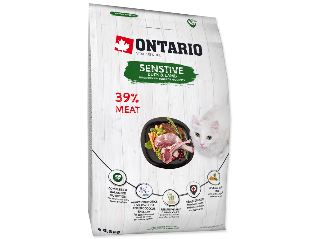 48645 1 ontario cat sensitive derma 6 5 kg z kategorie chovatelske potreby a krmiva pro kocky krmivo a pamlsky pro kocky granule pro kocky