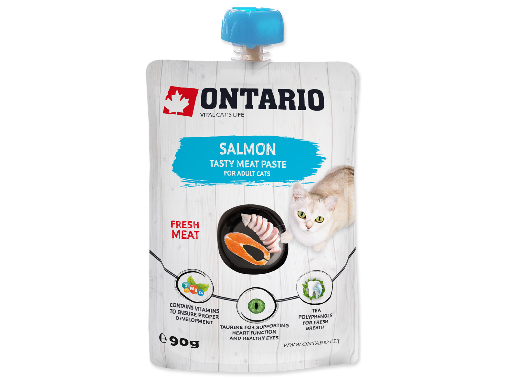 ONTARIO Salmon Fresh Meat Paste 90 g z kategorie Chovatelské potřeby a krmiva pro kočky > Krmivo a pamlsky pro kočky > Pamlsky pro kočky