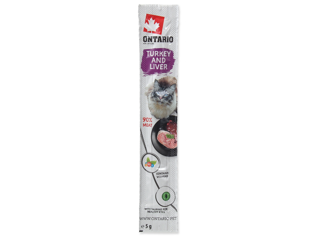 Stick ONTARIO for cats Turkey & Liver 5 g z kategorie Chovatelské potřeby a krmiva pro kočky > Krmivo a pamlsky pro kočky > Pamlsky pro kočky