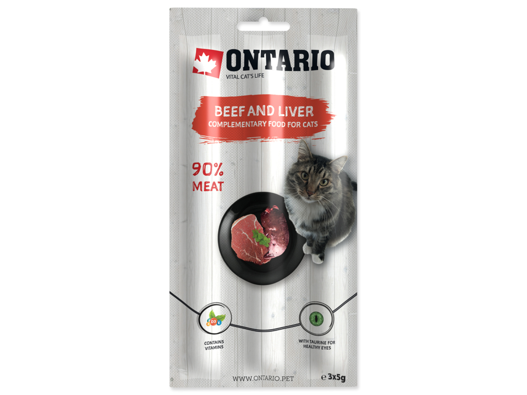 Stick ONTARIO for cats Beef & Liver 15 g z kategorie Chovatelské potřeby a krmiva pro kočky > Krmivo a pamlsky pro kočky > Pamlsky pro kočky